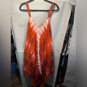 orange and white dress size 1x brand is mlle Gabrielle
